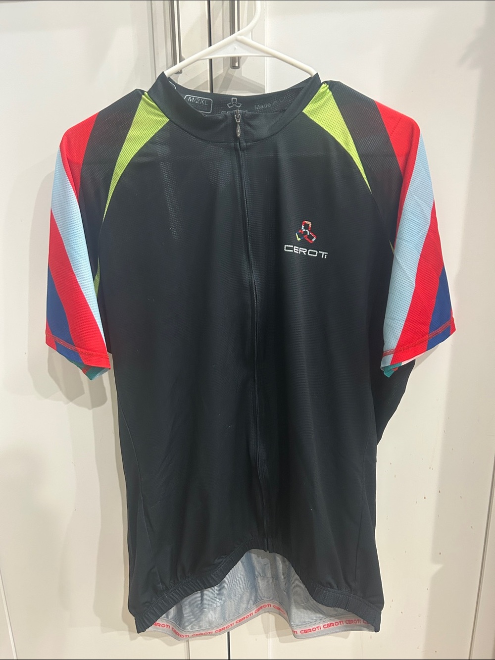 Ceroti Black Cycling Jersey with Red & Neon Accents men’s 2XL